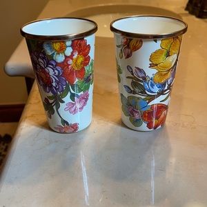 2 Mackenzie Childs enamel 10 oz tumblers